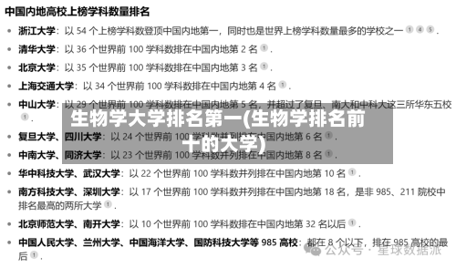生物学大学排名第一(生物学排名前十的大学)-第3张图片
