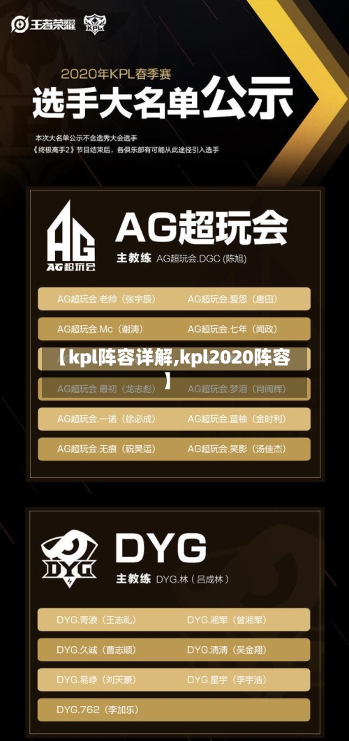 【kpl阵容详解,kpl2020阵容】