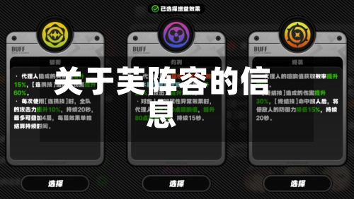 关于芙阵容的信息