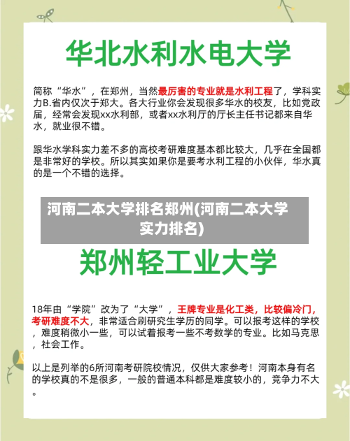 河南二本大学排名郑州(河南二本大学实力排名)