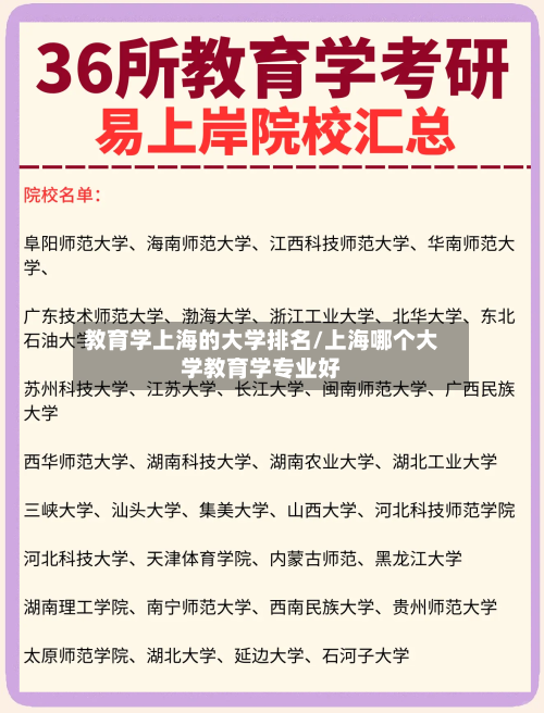 教育学上海的大学排名/上海哪个大学教育学专业好