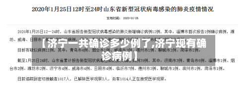 【济宁一共确诊多少例了,济宁现有确诊病例】