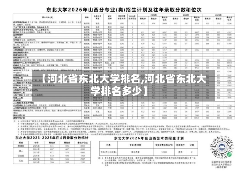 【河北省东北大学排名,河北省东北大学排名多少】